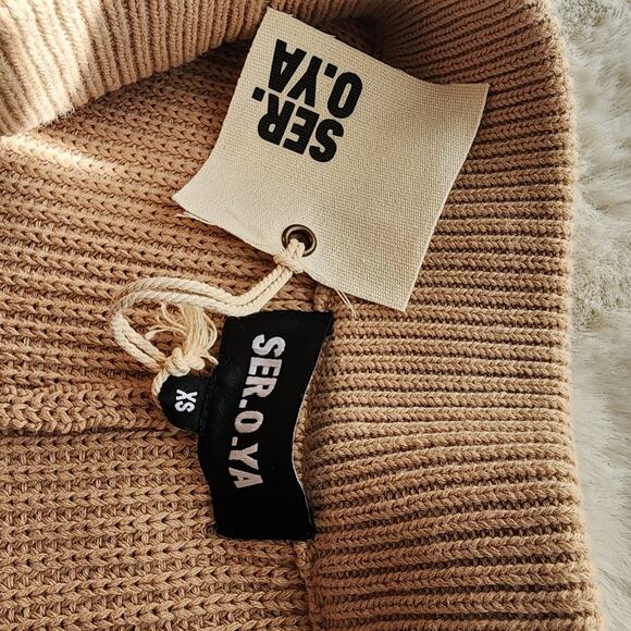 NEW Ser.O.Ya by Retrofete Ida Tan Knit Drawstring Jogger Pant - Picture 7 of 9